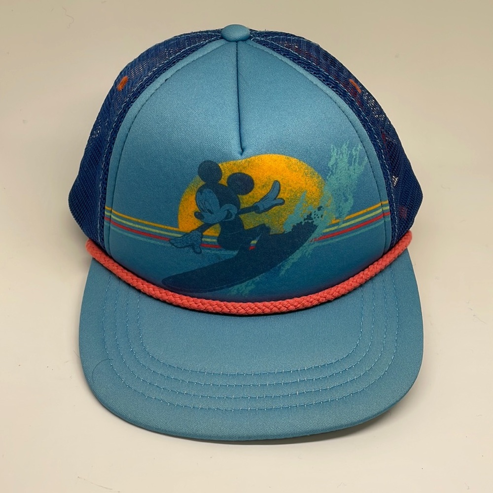 Disney Parks Blue Surfing Mickey Mouse Youth Size Hat Cap Rope Brim Snapback
